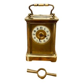 Antique French Victorian Brass Carriage Clock, 1880 For Sale