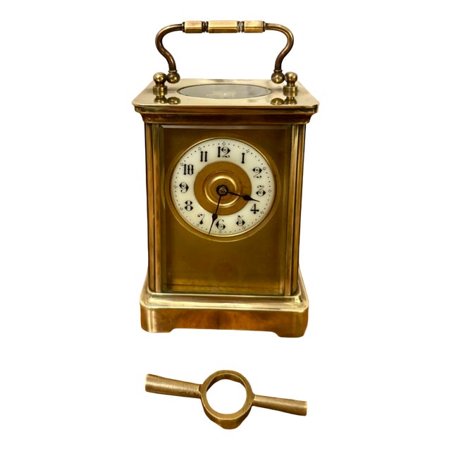 Antique French Victorian Brass Carriage Clock, 1880 For Sale