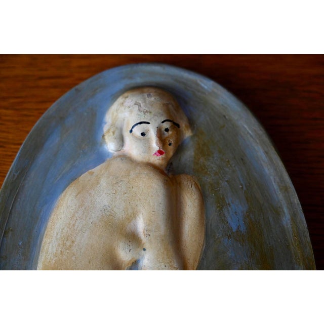 Art Deco Plaster Wall Medallion of Nude Female, 1930s For Sale - Image 3 of 7