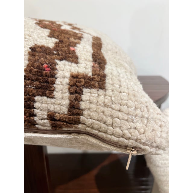 Pillow Made from Vintage Handwoven Rug With Velvet Backing and Feather/Down Insert For Sale - Image 4 of 8