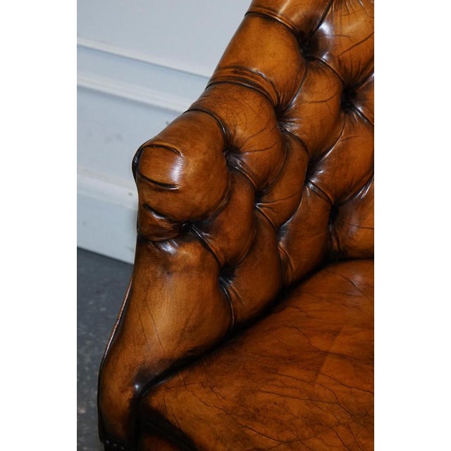 Vintage English Chesterfield Chairs in Hand Dyed Leather, Set of 4 For Sale - Image 10 of 18