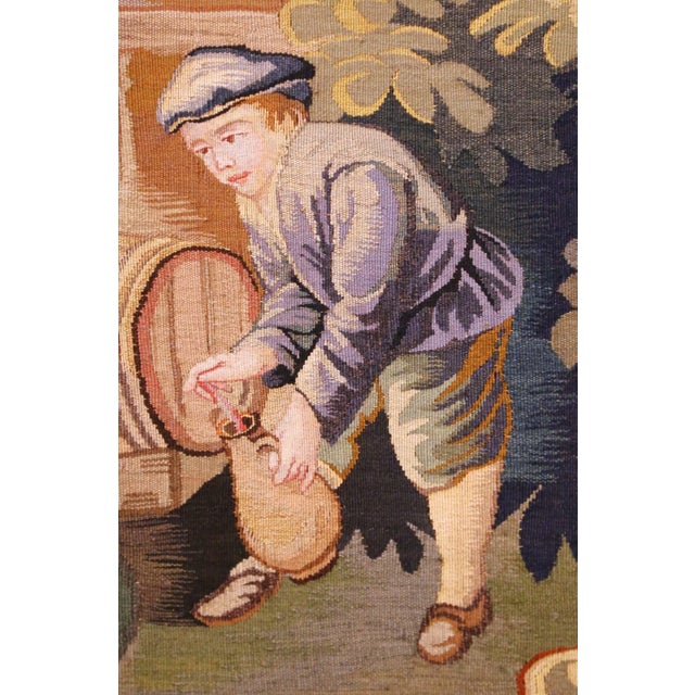 19th Century French Aubusson Tapestry in Oak Frame in the Manner of D. Teniers For Sale - Image 12 of 13