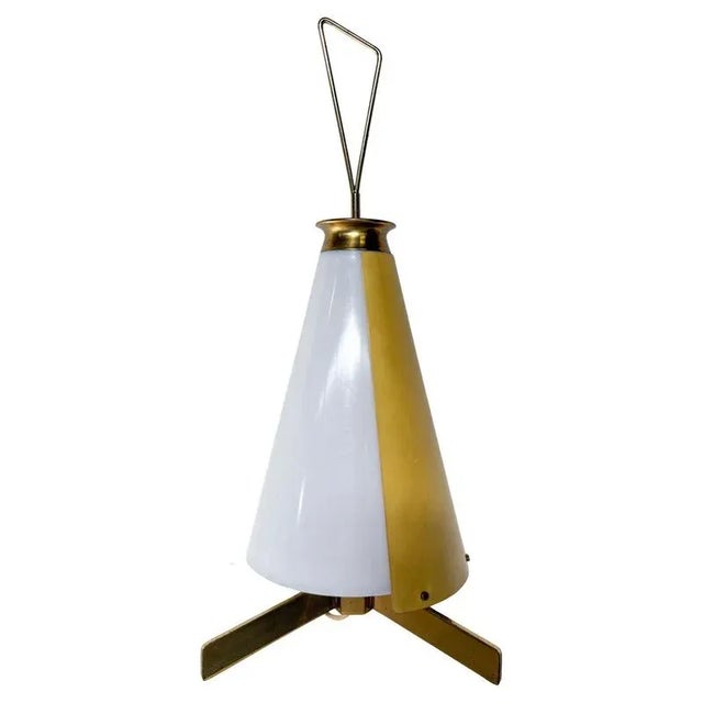 Metal Mid-Century Table Lamp in Brass, Aluminium and Acrylic Glass attributed to Stilnovo, Italy, 1950 For Sale - Image 7 of 7