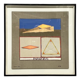 Lucio Del Pezzo, Italian Modern Silkscreen Print, 1970s, Silkscreen on Canvas For Sale
