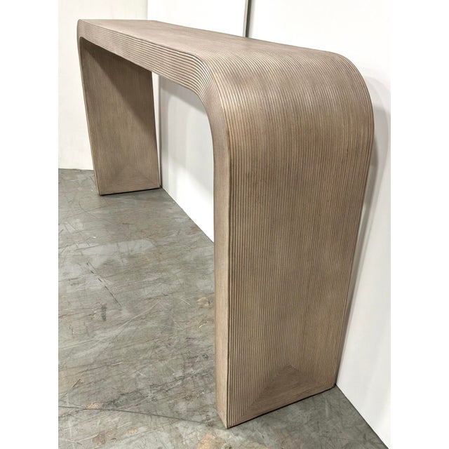 Modern Beige Reeded Waterfall Console Table For Sale - Image 4 of 6