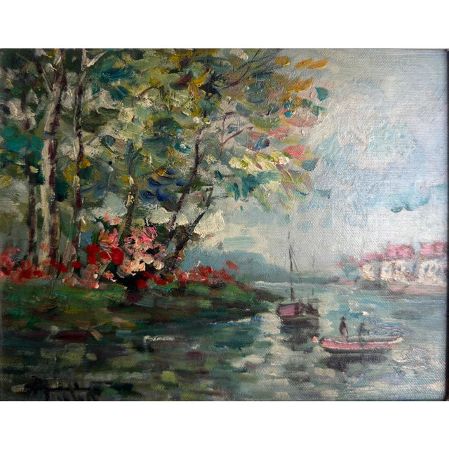 1990s Small Impressionist European Seascape Oil Painting For Sale - Image 5 of 6