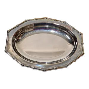Vintage Farberware Hollywood Regency Faux Bamboo Stainless Steel Serving Tray