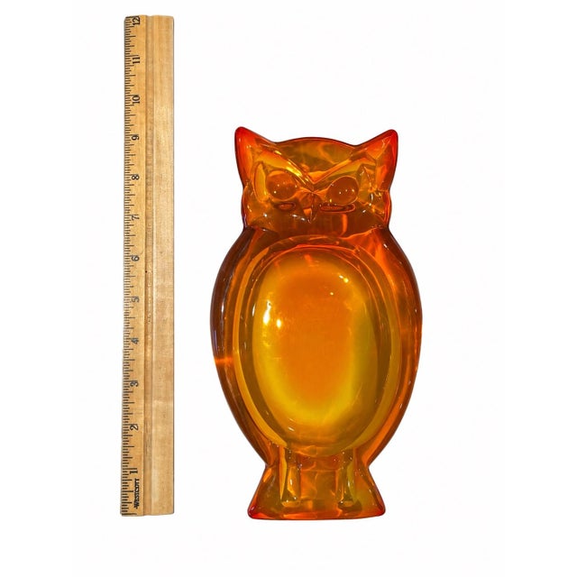 Mid-Century Modern Vintage Viking Glass Epic Persimmon Owl Ashtray #6944 | Mid-Century Modern Art Glass Catchall Dish, C. 1969 For Sale - Image 3 of 5