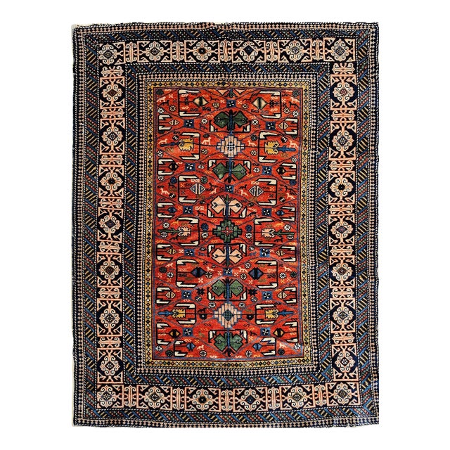 Antique Caucasian Shirvan Area Rug, Handwoven Wool, Prayer Pattern, 1890s, 4' x 5' For Sale
