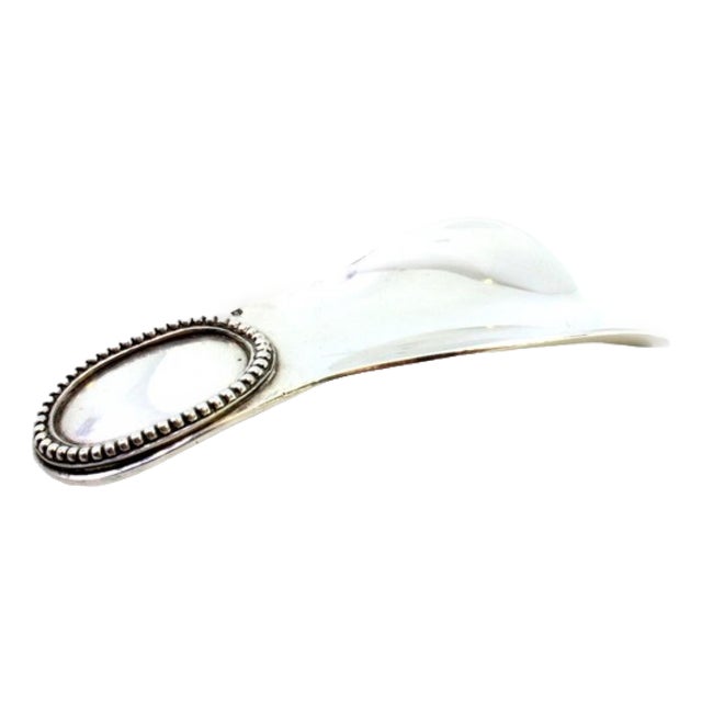 Silver Shoehorn with Pearl Monogram Plaque For Sale