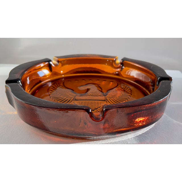 Vintage 1960s Amber Glass Ashtray With Eagle Motif Chairish
