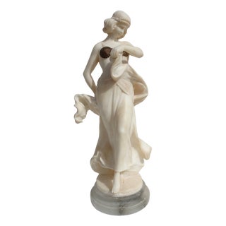 Art Nouveau Carved Alabaster and Bronze Dancer, 1890s For Sale