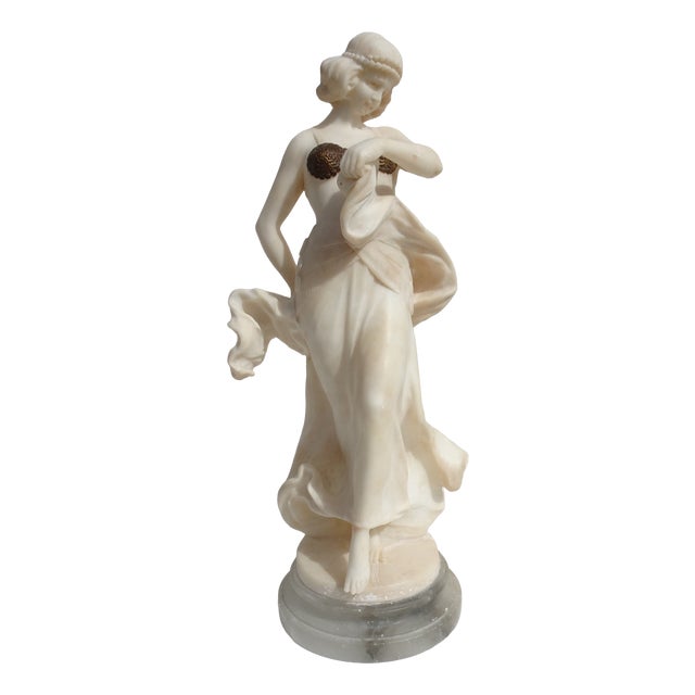 Art Nouveau Carved Alabaster and Bronze Dancer, 1890s For Sale
