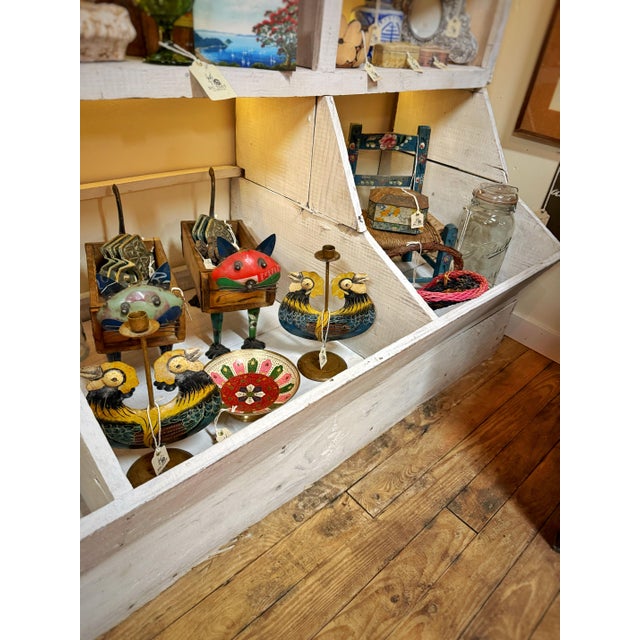 Wood 1970s Primitive American General Store Display Cabinet | Whitewashed Wood Mercantile Shelving For Sale - Image 7 of 10