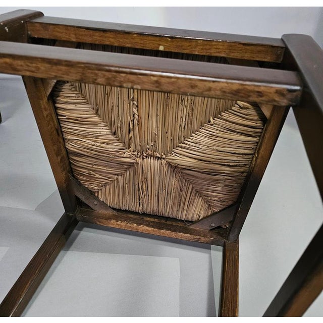Rustic Farmhouse Ladderback Dining Chairs in Oak with Rush Seats, Set of 2 For Sale - Image 4 of 18