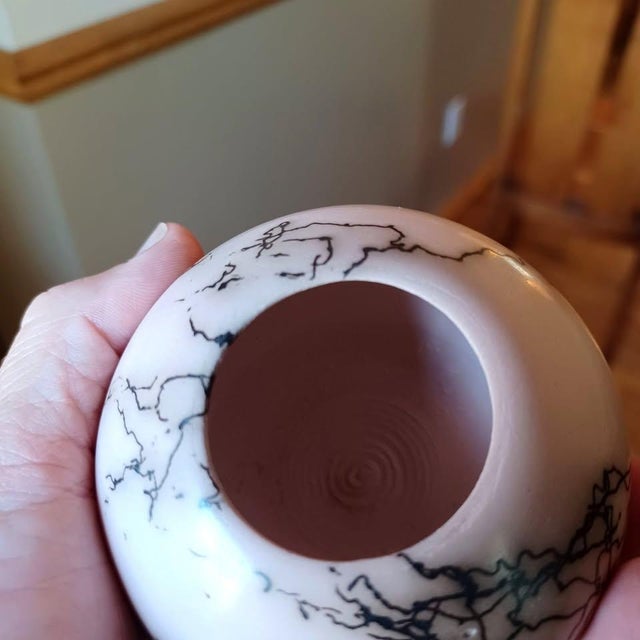 1980s Michael Morier Horsehair Art Pottery Burnished Earthenware Vases, Signed '87- Set of 3 For Sale - Image 9 of 10