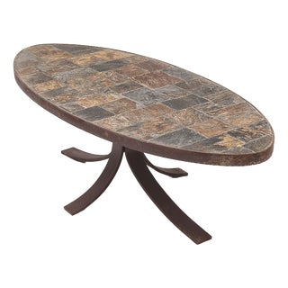 Brutalist Oval Coffee Table, 1950s For Sale