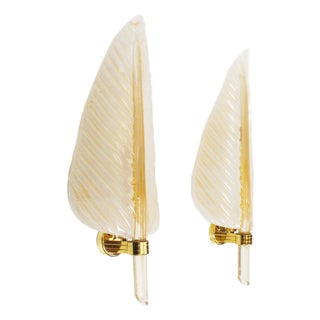 Murano Glass Wall Lamps from Barovier & Toso, 1960s, Set of 2 For Sale