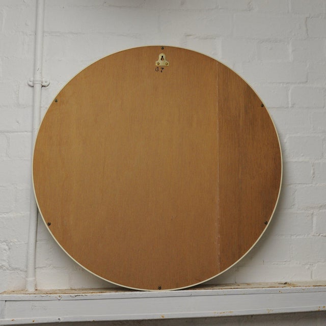 Cream Circular Wall Mirror attributed to Schreiber, 1960s For Sale - Image 4 of 6