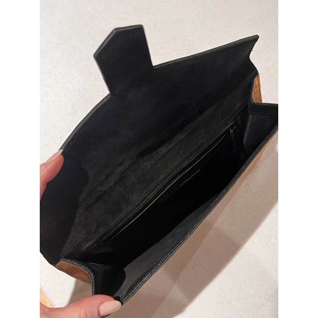 Yves Saint Laurent Envelope Bag in Cork With Gold Details and Brown Leather Patent Closure For Sale In New York - Image 6 of 6