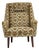 Danish Highback Armchair in Brown/Beige Furniture Fabric and Teak Wood, 1970s For Sale