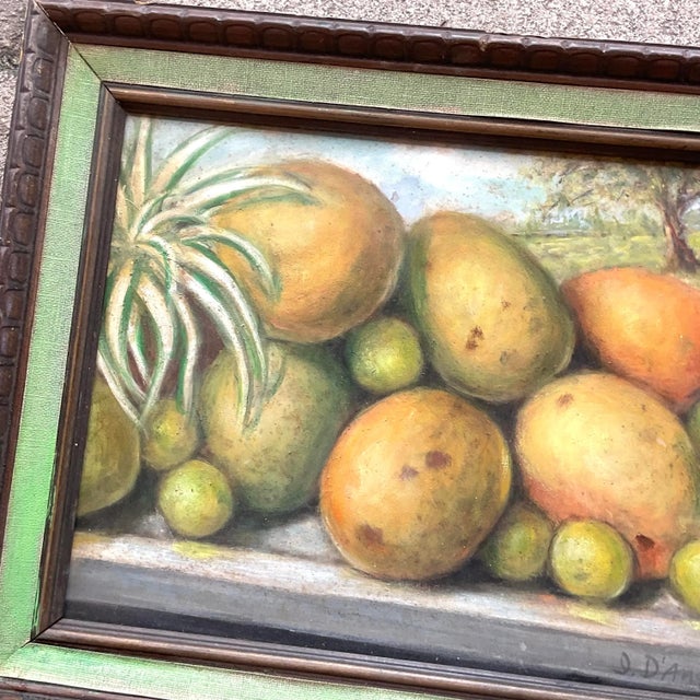 Vintage Coastal Mango Still Life Oil on Canvas Painting For Sale In West Palm - Image 6 of 7