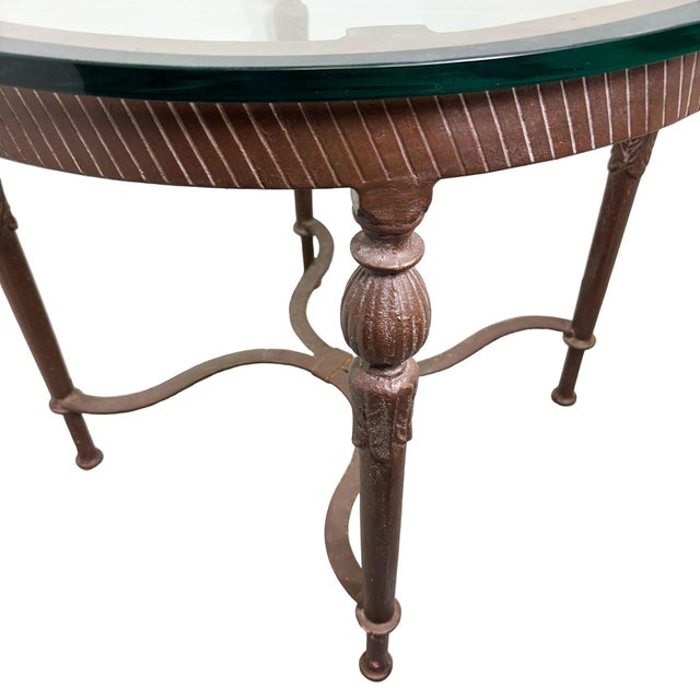 Metal 1990s Louis XVI High Style Bronze Accent Table W/ Round Glass Top For Sale - Image 7 of 8