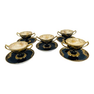 10 Pc., Ambrosius Lamm, Dresden Porcelain Tea Set C. 1910 For Sale