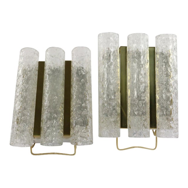 Mid-Century Glass Tube Sconces from Doria Leuchten, 1960s, Set of 2 For Sale