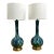 1960s Mid-Century Modern Royal Haeger Style Drip Blue Green Glaze Lamp For Sale