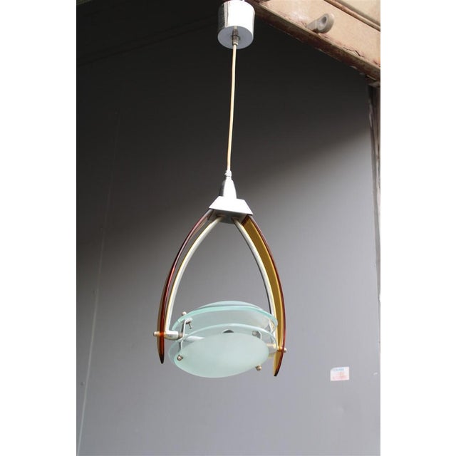 1960s Minimalist Orange Pendant from Fontana Arte, 1960s For Sale - Image 5 of 12