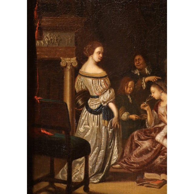 After Frans Van Mieris Il Vecchio, Company in an Interior, 1700, Oil on Canvas, Framed For Sale - Image 10 of 15