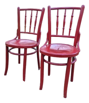 Set of Red Bistro Chairs from Lichtig, 1900s