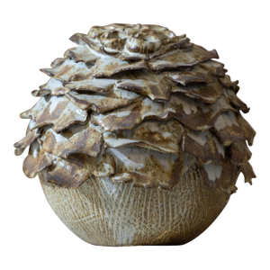 1970s California Modern Studio Ceramic "Artichoke" Pod Vase by Stanley Feldman - 6.5"h