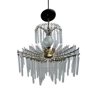 Vintage 1920 Art Deco Glass Straw Chandelier For Sale