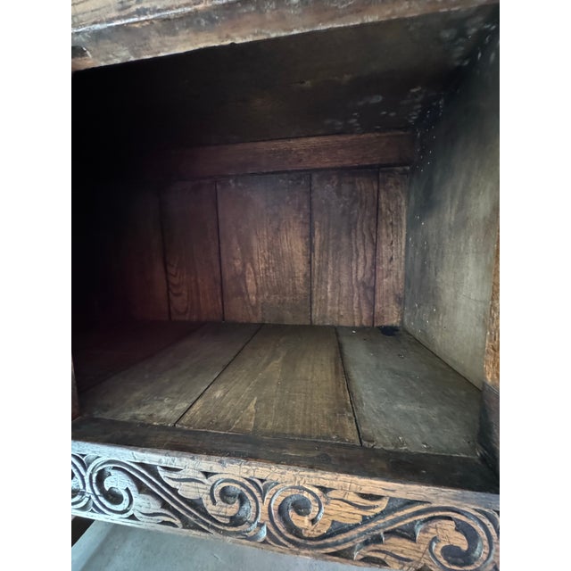 Wood Vintage Teeangee Ipswich England Carved Wood Side Cabinet For Sale - Image 7 of 13