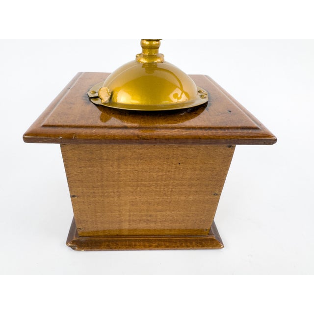Wood Antique French Peugeot Frères Wooden Coffee Grinder With Gold-Tone Hopper – Early 20th Century For Sale - Image 7 of 16