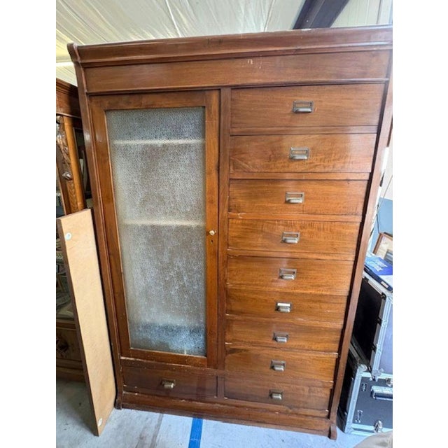 Cabinet with Chest of Drawers and Display Cabinet in Walnut, Early 1900s For Sale - Image 13 of 16