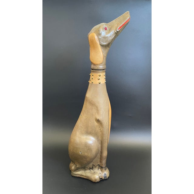 Vintage Italian Leather Wrapped Glass Hound Dog Decanter For Sale - Image 4 of 12