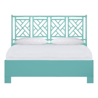 Chippendale Platform Bed California King - Turquoise For Sale