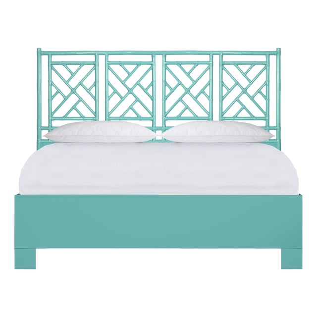 Chippendale Platform Bed California King - Turquoise For Sale