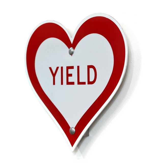 Contemporary Yield Heart II - Original Pop Art Steel Street Sign Wall Sculpture by Scott Froschauer For Sale - Image 3 of 10