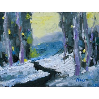 "Last Light" Contemporary Winter Landscape Oil Painting For Sale