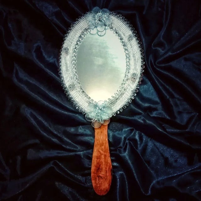 Venetian Glass Hand Mirror, 1970s For Sale - Image 12 of 12