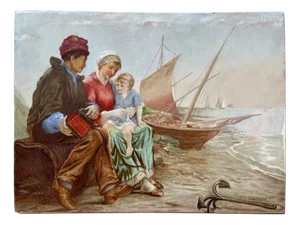 Emma Darqué, Figurative Scene, Painting on Porcelain, 1877