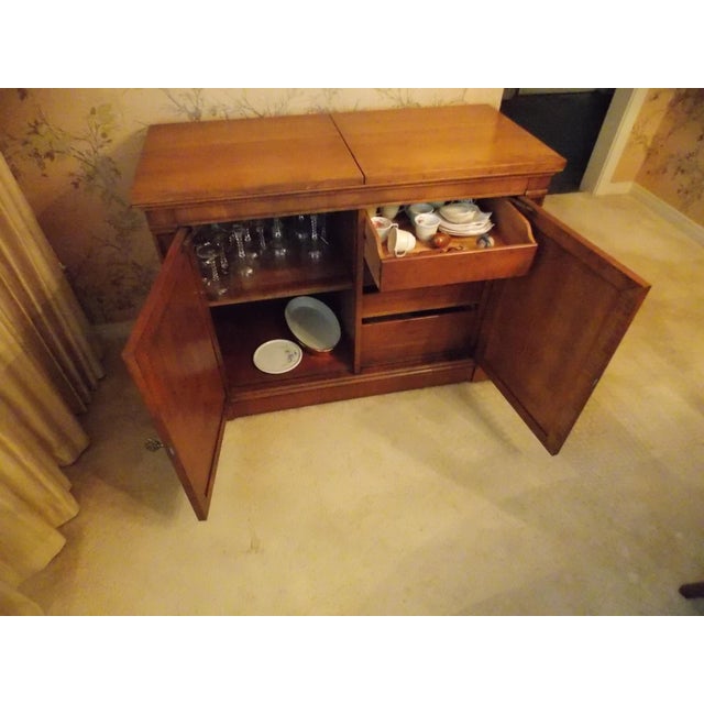 Brown 1960s French Regency Cherry Wood Flip Top Rolling Bar Cabinet by Kindel For Sale - Image 8 of 8