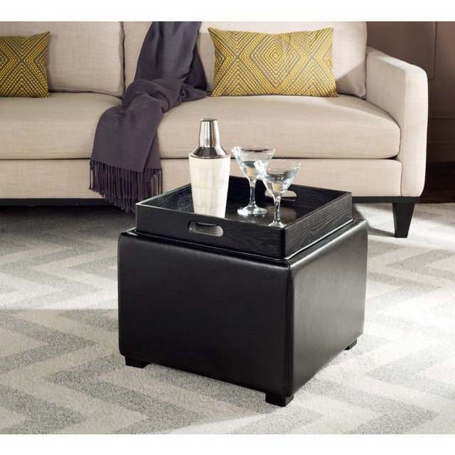 2020s Tray Storage Ottoman, Java & Black For Sale - Image 5 of 6