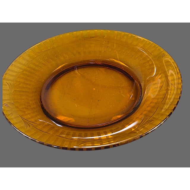 Mid 20th Century Vintage Depression Glass Amber Wheel Cut Floral Dishes - Set of Four For Sale - Image 5 of 11