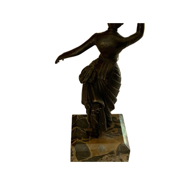 Bronze Art Deco Victorian Style Stage Girl Dancer Bronze Figurine Marble Base For Sale - Image 8 of 9