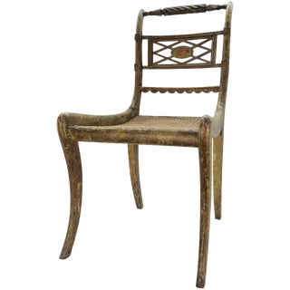 French Cane Bottom Side Chair With Hand-Painted Cherub For Sale